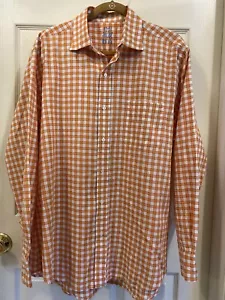 J McLaughlin Mens Button Up Long Sleeve Shirt Large Check Orange - Picture 1 of 10