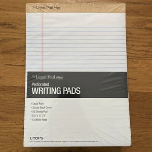(12) Legal Pad Plus Perforated Writing Pads Legal Rule 8.5”x11.75” 50 Sheets - Picture 1 of 10