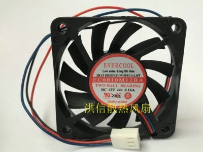 EVERCOOL EC6010M12BA DC12V 0.16A 3-wire 60*10MM Cooling Fan - Image 1 of 3