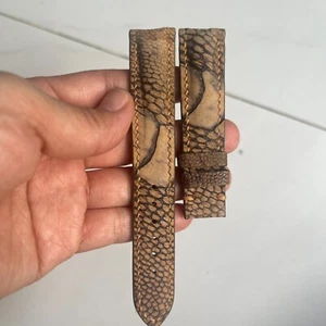 CINTURINO OROLOGIO 20 mm/18 mm imbottito marrone originale gamba struzzo pelle pelle cinturino - Foto 1 di 13