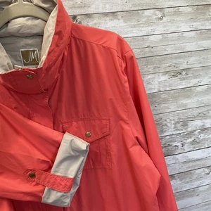 JM Collection Womens XL Rain Jacket Coral Water Resistant Zip Snap Lightweight - Picture 1 of 21