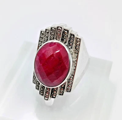 Nicky Butler India Sterling Silver 925 Raw Ruby Ring Sz 8 Art Deco Revival - Image 1 of 4