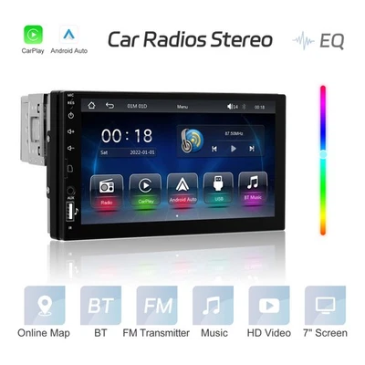 7" Single 1Din Car Stereo Radio Bluetooth Apple/Android Carplay USB Touch Screen