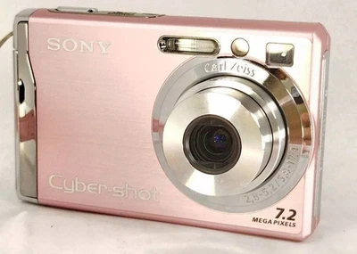 Pink Sony Cyber-shot DSC-W80 7.2MP CCD Vintage Digital Camera - Image 1 of 4