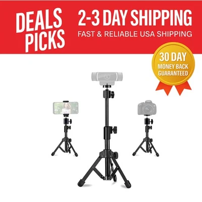 Compact Desk Tripod Stand with 360-Degree Rotation for Logitech Webcams & Phones - Image 1 of 4