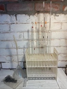 Lot of 10 Mixed sizes Pyrex USA Reusable Lab Glass Serological Pipettes, Funnel - Picture 1 of 7