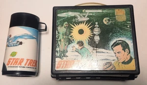 Fiambrera de vinilo duro Star Trek 1978 vintage rara con termo Aladdin Canadá - Imagen 1 de 11
