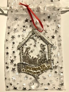Behold A Child Is Born 2013 adorno de Navidad Starburst plata-estaño cristal - Imagen 1 de 5