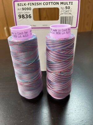 Lot of 2 Amann Group Mettler Silk Finish Cotton 1500 yards 50wt Thread - Image 1 of 4