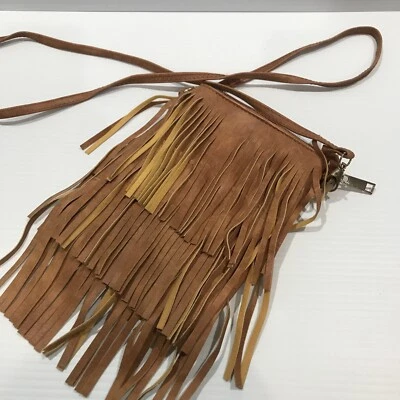 Cartera Festival Flecos Estilo Hippie Años 70 Boho Bandolera Bolso Tostado Foto 1 de 4