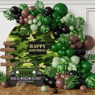Kit de arco de guirnalda de globos de camuflaje para decoraciones de fiestas del ejército, 142 piezas globo de camuflaje Foto 1 de 4