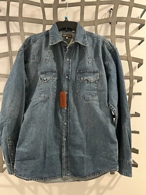 Stetson 绿松石 Snap 西部牛仔衬衫男式 L — 第 1/3 张图片