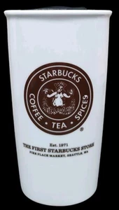 NEU 2014 Starbucks Kaffee Hecht Platz doppelwandig Keramik Reisebecher Tasse 12 Unzen - Bild 1 von 4