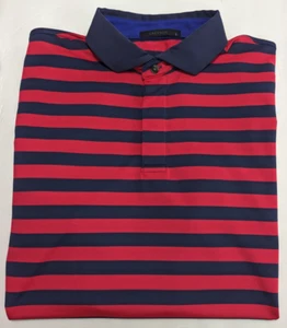 Polo de golf Greyson para hombre rojo azul a rayas talla L - Imagen 1 de 8