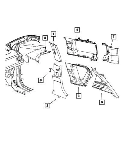 Genuine Mopar 2010-2017 Jeep Compass B Pillar Upper Trim Panel Right 1ET04HDAAG - Imagem 1 de 1