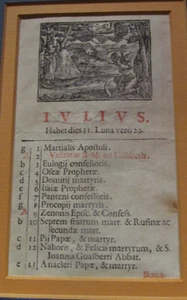 RARE Calendar page in Latin from the Month of July, Mid 1600's, with Saints days - Imagen 1 de 4