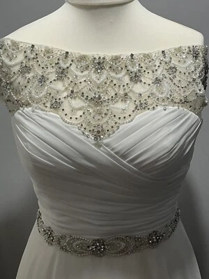 Justin Alexander 'Aphrodite' Chiffon Wedding Dress - Ivory/Silver - UK 16/USA 14 - Image 1 of 4