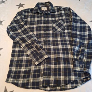 Steel & Jelly Mens M Flannel Plaid British Design Casual Button Down Blue White - Picture 1 of 10