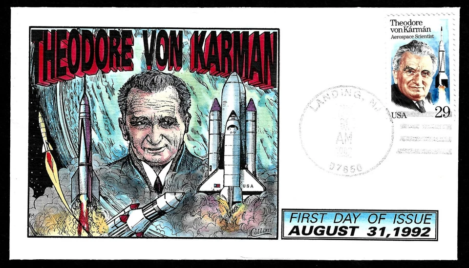 USA, SCOTT # 2699, COLLINS HANDPAINTED FDC COVER 1992 THEODORE VON KARMAN - Image 1 of 1
