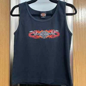 Camiseta sin mangas Harley Davidson talla grande Fairbanks Alaska negra con naranja plata - Imagen 1 de 9