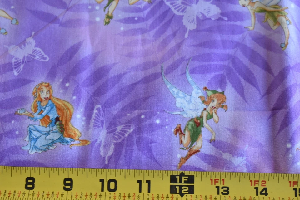 18" Long, Disney Fairies & Butterflies on Lavender Quilt Cotton, Springs, N3423 - Image 1 of 4