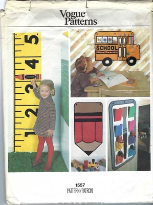 Vogue 1557 Childrens Room Accessories Pattern Fun School Kids Room Wall Hangings - Image 1 of 2