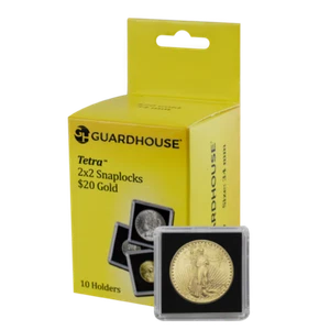 Guardhouse Tetra $20 Gold 2x2 Snaplock Coin Holders Box of 10 - Picture 1 of 1