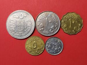 Sudan set of  5 coins 50+2*10+5+2 ghirsh 1976