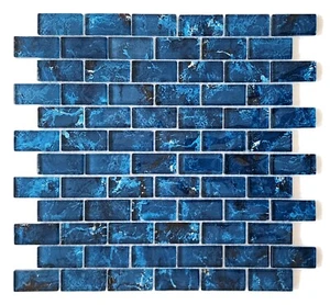 Deep Blue Textured Glass Pool Tile | UV & Chemical Safe Pool and Bathroom Mosaic - Picture 1 of 4