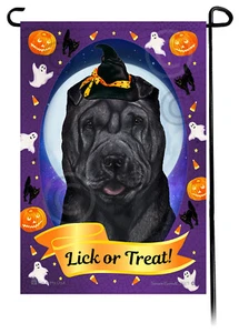 Bandera de jardín de Halloween - Shar Pei negro - Imagen 1 de 1