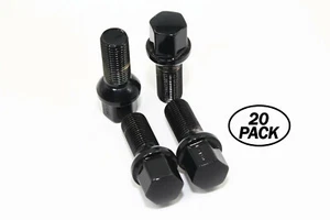 20 14x1.5 28mm Black Ball Seat Lug Bolts Audi Mercedes Volkswagen Porsche - Picture 1 of 1