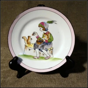 Noritake Art Deco Era Childs Plate with Child Feeding Squirrels #A914 - Picture 1 of 6