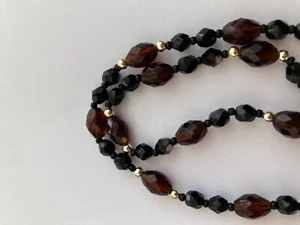 Necklace with brown black and gold colour beads 78cm With Twist Connector - Picture 1 of 4