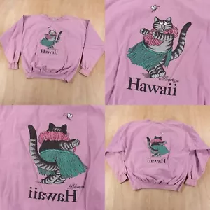 CRAZY SHIRTS B Kliban Hawaii hula cat sweatshirt windshirt top SMALL vtg 80s usa - Picture 1 of 12