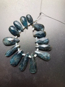 Kyanite one side faceted-pear shape-gemstone necklace-bead size 27-16 MM - Picture 1 of 4