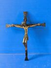 Ancienne Croix en Fer Forgé Martelé Art Déco Christ en Bronze Art Religieux