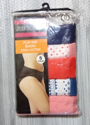 Paquete de 5 bikini Joe Boxer talla grande 100 % algodón talla 12 Sears Dept Store Foto 1 de 4