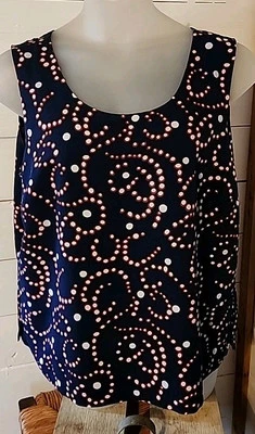 Brownstone Studio Tank Top Size Womens  1X Blue Red White Polka Dot  - Image 1 of 4
