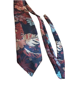Vintage Christian Dior Hergestellt in den USA Herren Krawatte Mehrfarbig Blumenmuster Blau - Bild 1 von 5