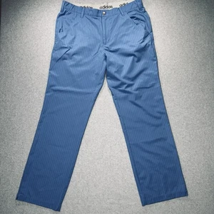 Adidas Chino Golf Pants Mens 36X32 Blue Herringbone Straight Leg Athletic Logo - Picture 1 of 10