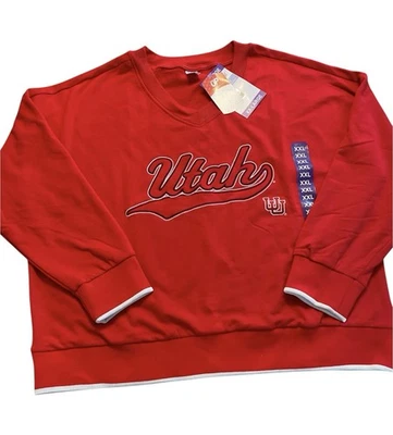 Womens 2XL University of Utah Heavyweight V-Neck Sweatshirt FanUp Utah Edu NWT - Image 1 of 4
