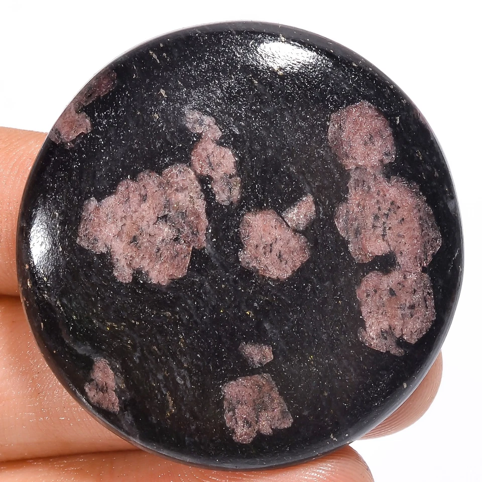 Piedra preciosa suelta cabujón de forma redonda de rodonita natural 92,5 quilates 40x40x6 mm A-15434 Foto 1 de 1