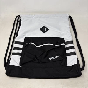 Adidas White & Black Drawstring Backpack Bag Sack NWOT - Picture 1 of 5