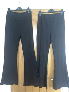 2 X Black Stretch Bootcut Leggings Size 12-14 Tall. Soft feel - Picture 1 of 3