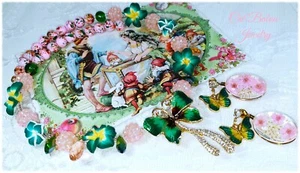 Romantik Märchen Kette Ohrringe Schmetterling Straß Blumen Rosa CatBalouJewelry - Bild 1 von 21