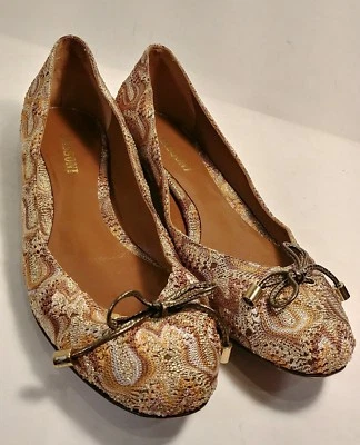Missoni Multicolor Tela Cuero Pajarita Ballet Pisos Para Mujer US 8/ EUR 38,5 Foto 1 de 4