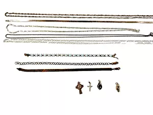 Lot Of 12 Sterling Silver Wearable Jewelry Pendant Chains Necklaces Bracelets - Picture 1 of 12