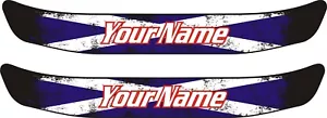 PAIR WORN SCOTTISH FLAG HELMET VISOR STRIPS DECALS - YOUR CHOICE OF NAME - Picture 1 of 1