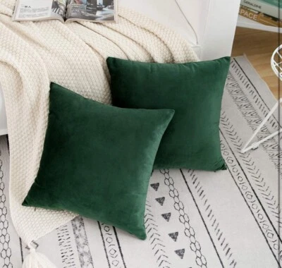 Luxury  Velvet Cushion Cover Throw Pillow Cases Decor  18" * 18'' green set of 2 - Image 1 of 4