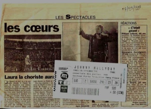 JOHNNY HALLYDAY - Konzertkarte vom 05.09.1998 + Zeitungsteil auf Show - Bild 1 von 1